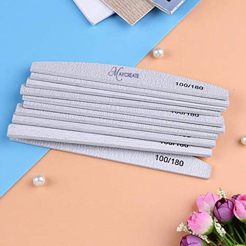 MAYCREATE® 10Pcs Nail Filer and Buffer Polish Pro Manicure Nail Art Tools Kit Professional Arch Shape Nail Filers Nail Shaper-Grey - Image 7