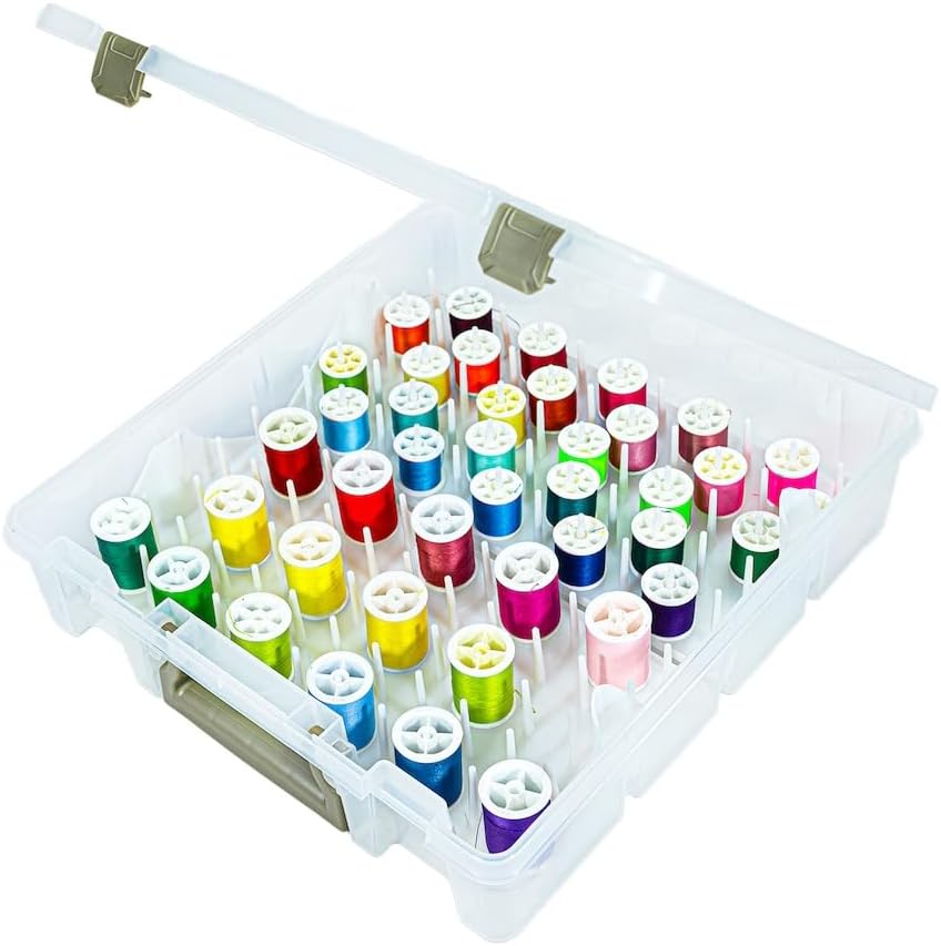 ArtBin Super Satchel Thread Box - Versatile Thread Storage for Sewing, Embroidery, and Quilting - 108 Pegs, Portable Design, Compatible with ArtBin Accessories - Made in USA, Transparent and Compact