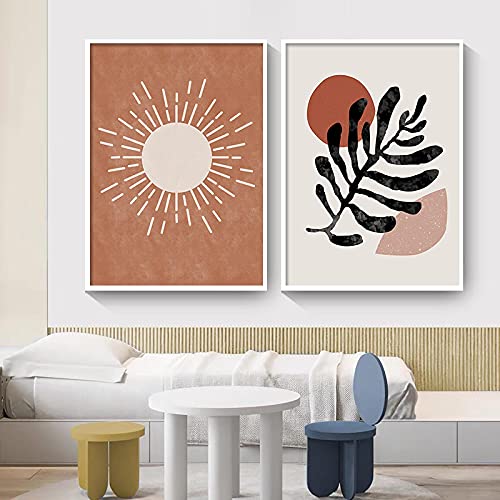 Art mural style bohème pour réveiller un mur blanc | Deux affiches sur toile modernes 50x70cm