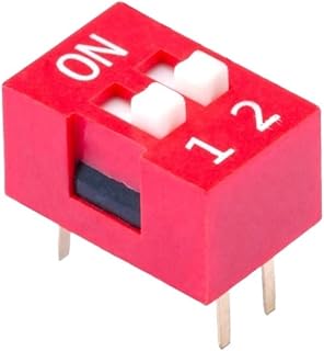MOUKWLEK 10 interruptores Dip de Paso de 2,54 mm enchufables Rojos de 2 Posiciones, Interruptor de Palanca de Control de iluminación