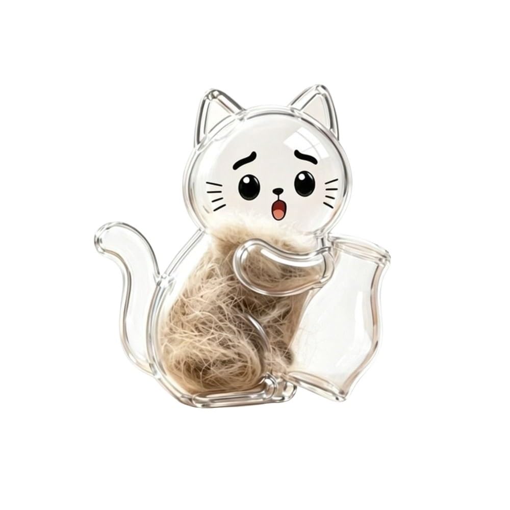 Ropicean 4Pcs Suction Cartoon Cat Refrigerator Stickers - Acrylic Cat Shape Pet Hair & Whisker Memorial Storage Box(Color 1)