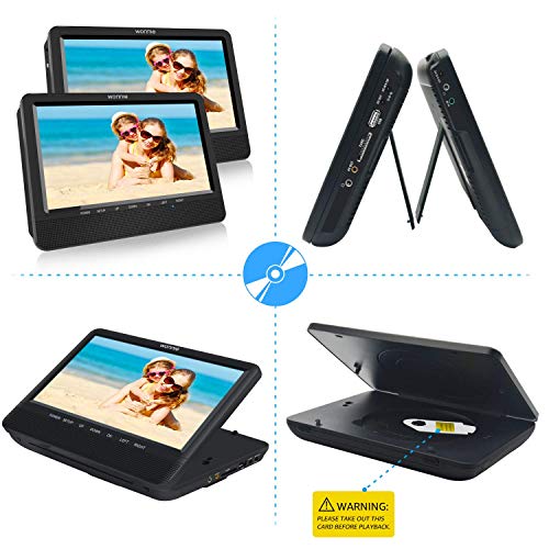 image for WONNIE 10'' Dual Portable DVD Players, Kids CD Player for Car Backseat