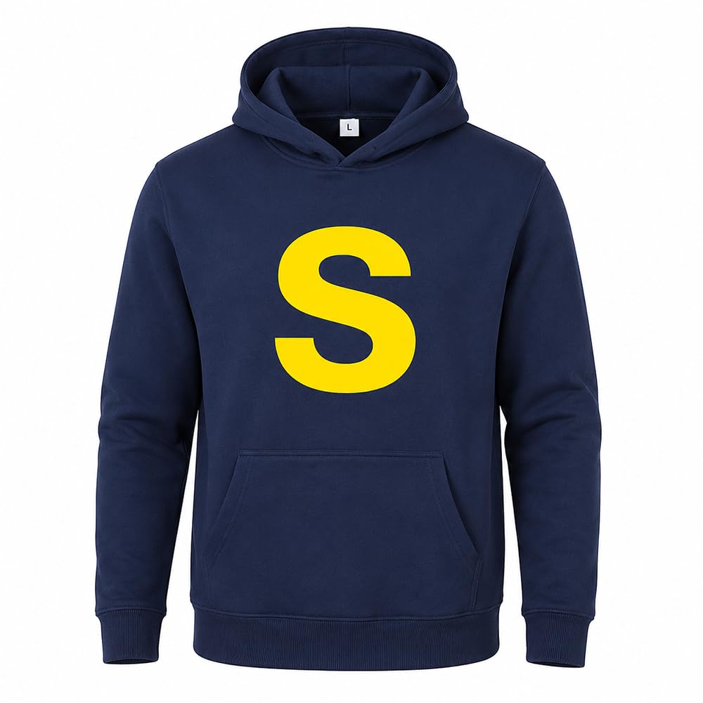 Vervora Adult Chipmunk Hoodie Letter S Letter T Novelty Sweatshirt Men Women 90s Group Fancy Dress Costume Top for World Book Day Stag Do Cosplay Halloween (UK, Alpha, M, Regular, Regular, Navy S)