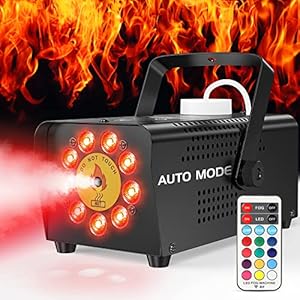Maquina de Humo, Fansteck 15 Colores 9 Luces LED RGB Maquina de Niebla Automóvil con Control Remoto Inalámbrico, 500W 2500CFM Maquina Humo Pequeña para Fiestas, Halloween, Escenari, Discoteca