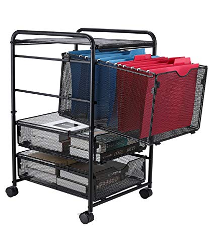 image for EasyPAG Assemble Mesh File Cart with Rolling Wheels 1 File Cube Organi