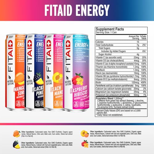 Lifeaid Fitaid Energy, 200Mg Natural Caffeine, Keto, Variety Pack, Optimum Performance Formula: Bcaas, Quercetin, Electrolytes, Omega-3S, 15 Calories, Paleo, Vegan & Gluten-Free thumb #5