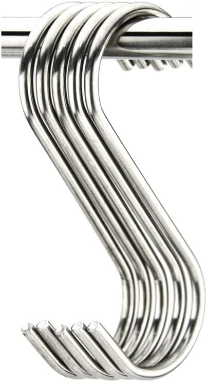 S Shaped Hooks, 20pcs S Shape Hanging Hooks Metal Hangers for Bathroom Kitchen Office Bedroom 20 Pack 3.5 inches Stainless Steel S Hooks