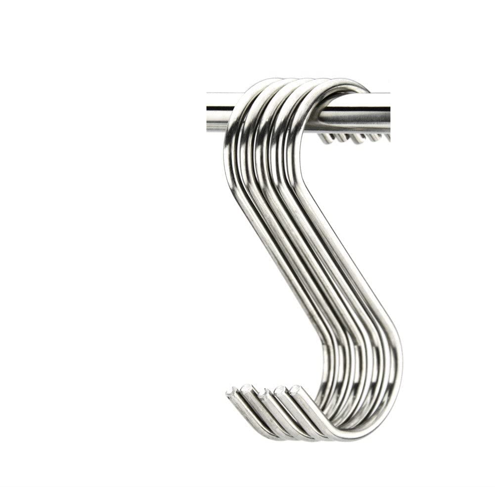 S Shaped Hooks, 20pcs S Shape Hanging Hooks Metal Hangers for Bathroom Kitchen Office Bedroom 20 Pack 3.5 inches Stainless Steel S Hooks