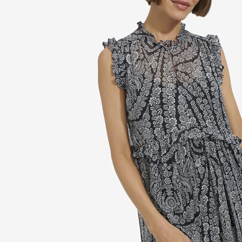Image of Tommy Hilfiger Women's Sleeveless Keyhole Printed Chiffon Dress