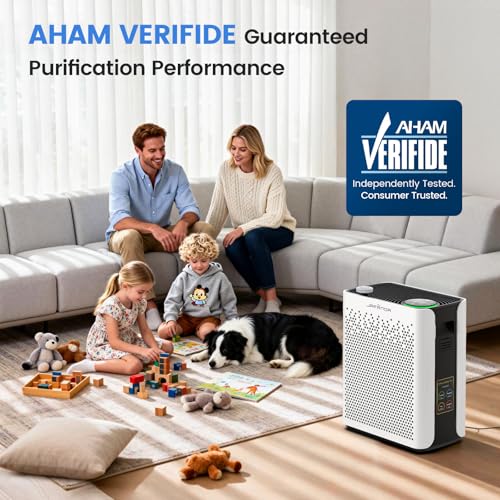 Image of Air Purifiers for Home Bedroom Large Room, Jafanda HEPA Air Purifier with Washable Pre-Filter, AHAM VERIFIED, Air Cleaner with Smart Auto-Mode PM2.5 Display for Pets, Smoke, Dust Pollen