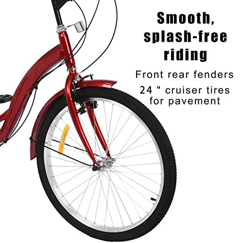 Sanamity Three Wheel Bikes for Adults - Bike for Adults Tandem Bikes for Adults Bikes for Adults Adult Womens Bike Worksman Tricycle with Basket [Us in Stock]