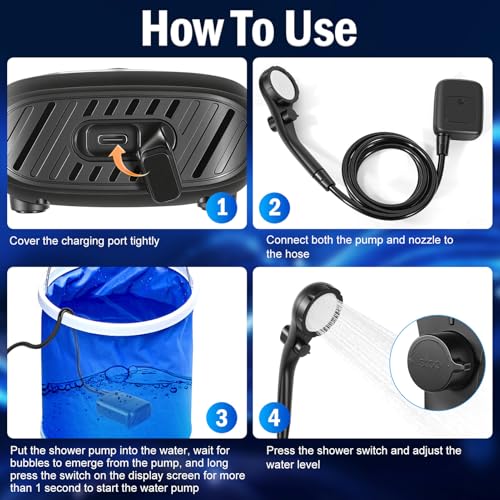 Douche de camping portable et fournitures de nettoyage outdoor