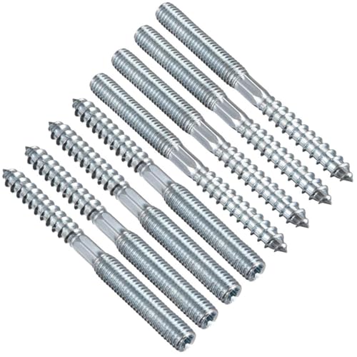 Image of TOP-VIGOR 8Pcs M8x90mm Double Headed Bolts Self Tapping Screw, Double Ended Dowel Screws, Screw Dowels Hanger, Threaded Lag Wood Screws and Machine Bolts for Wood Joint Furniture