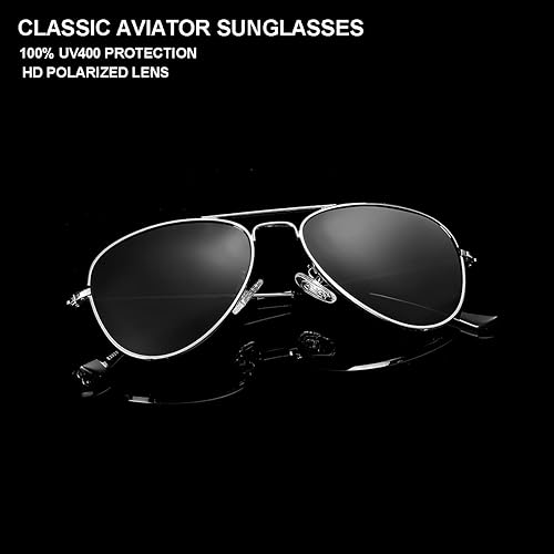 Miniatura 4 de Gleyemor Lentes de sol polarizados estilo aviador para niños y niñas, jóvenes, adolescentes, dos tamaños de 1.969 in y 2.047 in