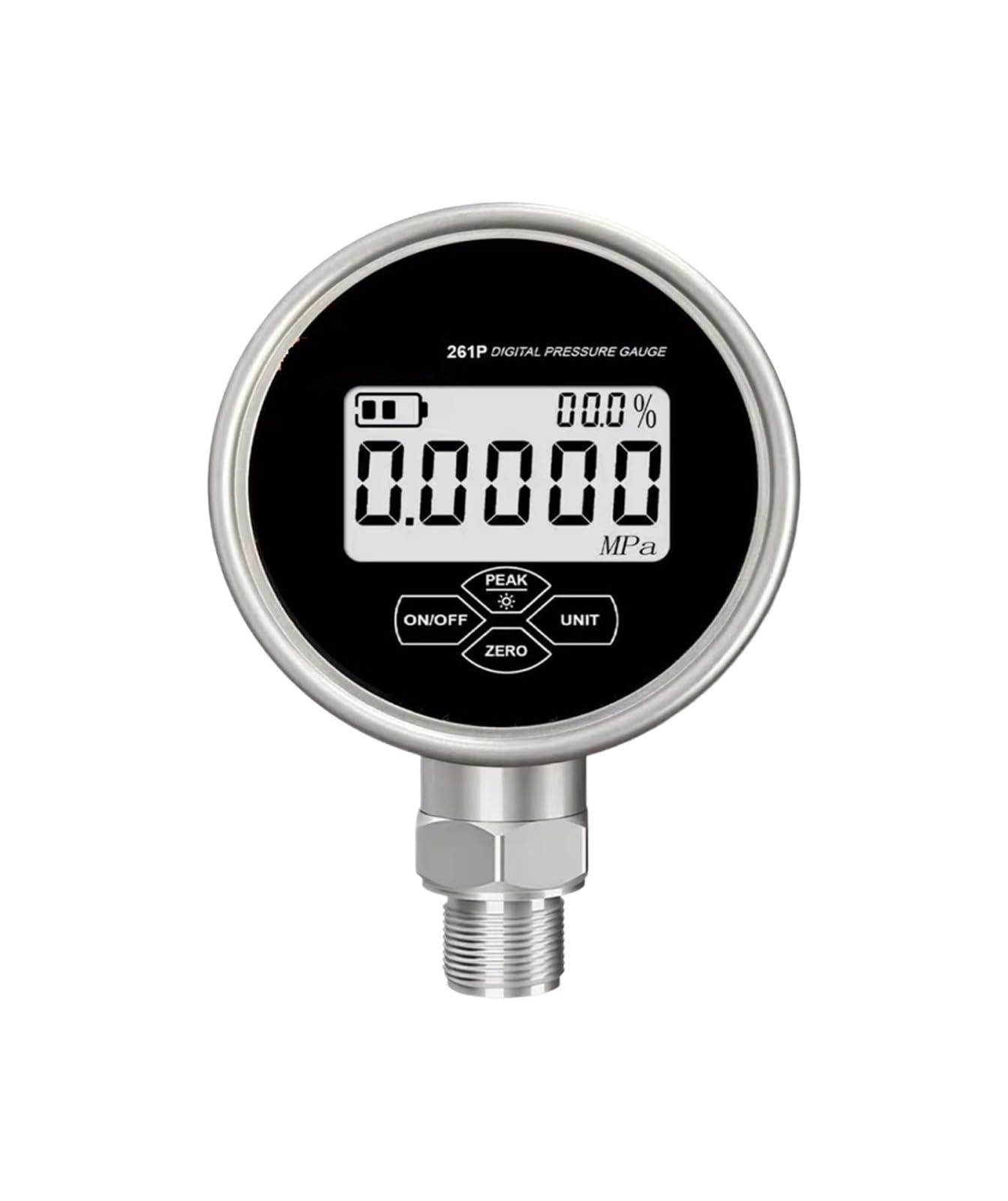 Manometro, Display LCD Manometro ad alta pressione in acciaio inossidabile 304 Mini manometro digitale ad alta precisione ME261P(NPT1-4,0-60Mpa)