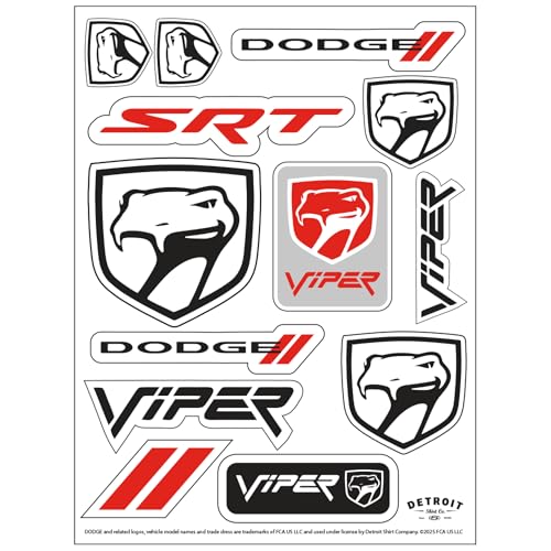 Dodge Viper Sneaky Pete 13-Decal Sticker Sheet | Peel-Off Vinyl | Indoor Outdoor Use | Made in USA |