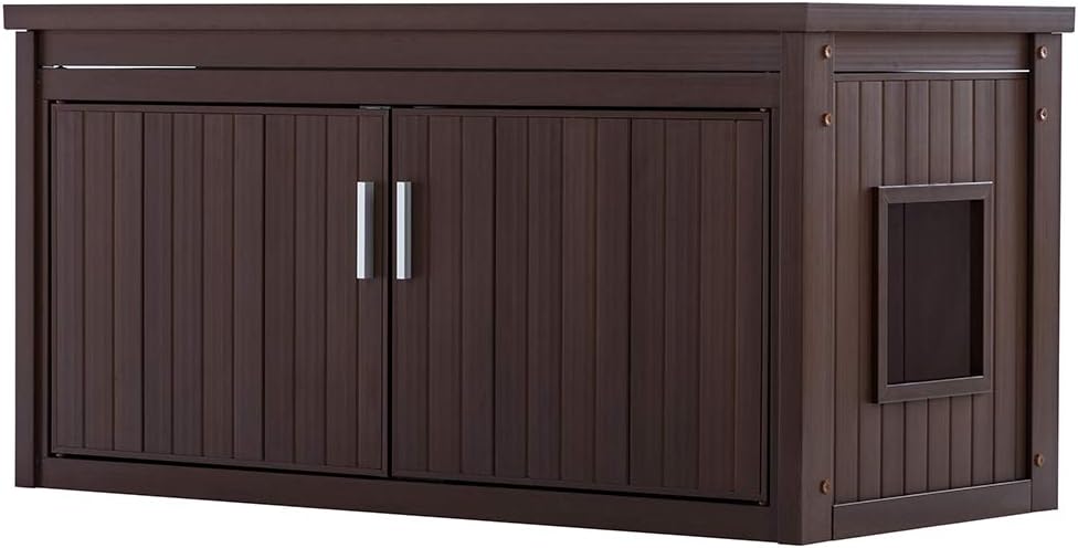 New Age Pet LitterLoo Bench Cat Litter Box Cover - Non-Toxic ECOFLEX - Odor & Moisture Resistant - Multiple Cats & Automatic Litter Boxes - 10yr Warranty, Black