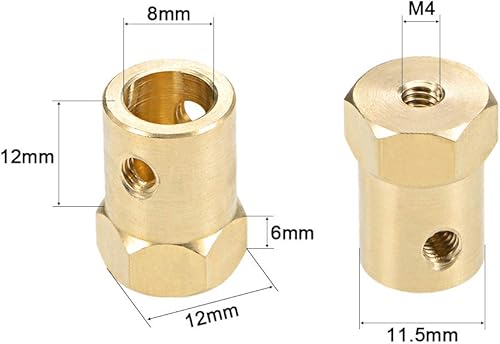Miniatura 2 de uxcell Acoplador hexagonal de 0.315 in, motor de orificio hexagonal, acoplamiento de eje de latón, conector flexible para ruedas de automóvil,