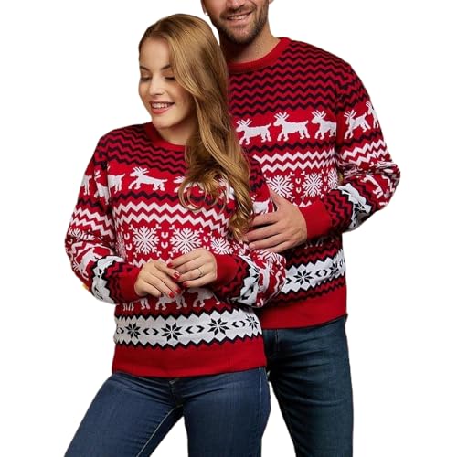 Ugly Christmas Sweater for Men Women Funny Santa Claus Xmas Knitted Pullover Unisex Crew Neck Couple Sweater