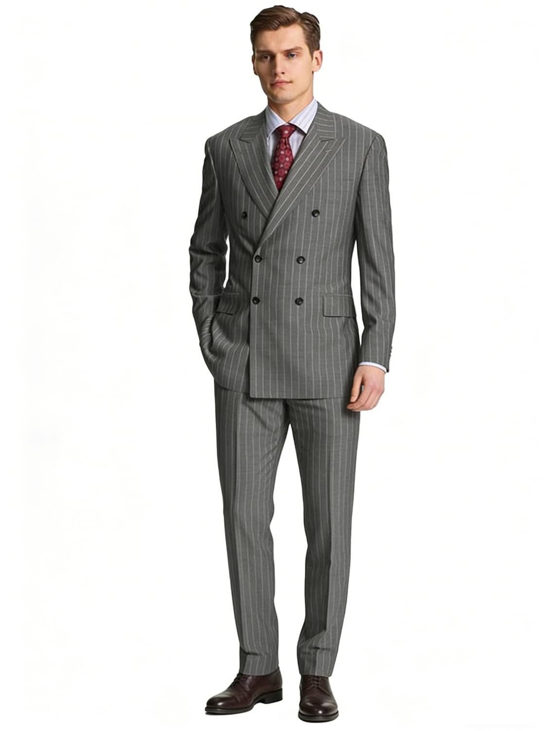 Uomo Stripe Due Pezzi Vestito Picco Risvolto Sposo Smoking Giacca da Sposa Pantaloni