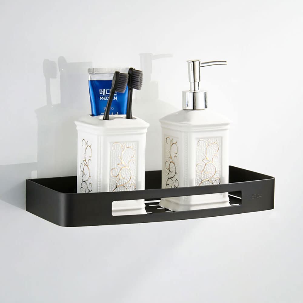Étagère de douche noire de 30 cm – Panier de rangement flottant en acier inoxydable pour douche et cuisine, support robuste pour articles de toilette et accessoires