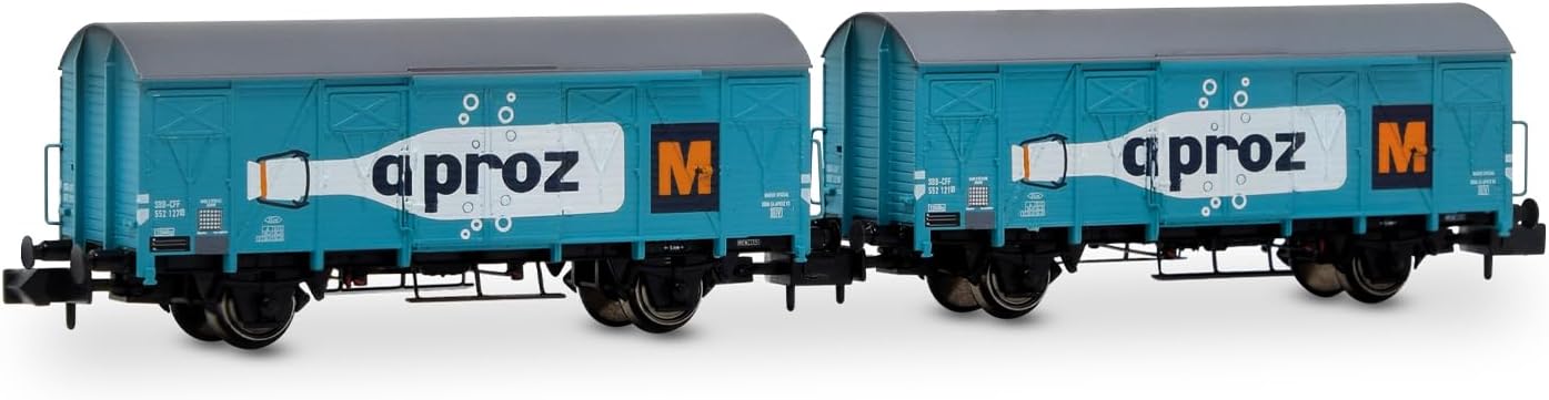 Arnold HN6683 SBB, 2-unit pack 2-axle closed wagon type Gs "APROZ", ep. III for adults and collectors, Blue/White