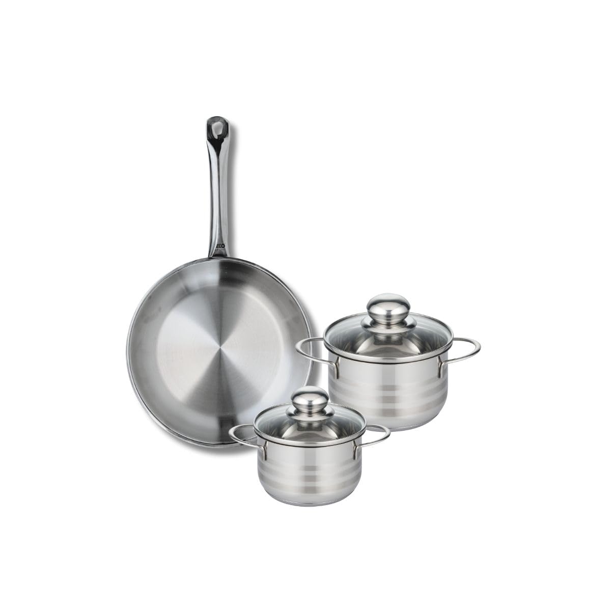 Elo Profi 9869950 3-Piece Cookware Set of 1 Frying Pan 28 cm and 2 Saucepans 14 and 16 cm Elo Profi Shiny Stainless Steel Induction | Lot complet pour équiper la cuisine, 3 pièces en inox, Poêle 28 cm, Faitouts 14 et 16 cm, Compatible induction