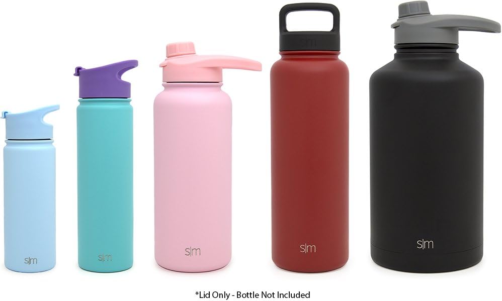 Simple Modern Flip Lid with Handle - Fits All Summit and Hydro Flask Wide Mouth Water Bottle Sizes - Splash Proof Coffee Cap for 10, 12, 14, 16, 18, 20, 22, 24, 32, 40, 64 & 84 oz - Midnight Black