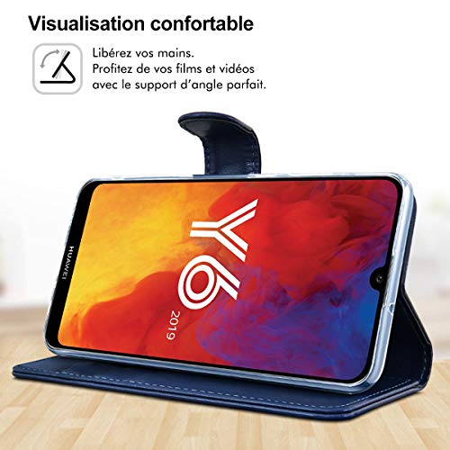 Étui de Protection Portefeuille Huawei Y6 2019 Simili cuir Semi rigide - vue 4