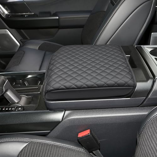 Zxiaochun Console Armrest Cover for 2021 2022 2023 2024 2025 2026 Ford F150 Armrest Lid Leather Protector Center Console Cushion Interior Accessories (Fits Work Surface Console Only)