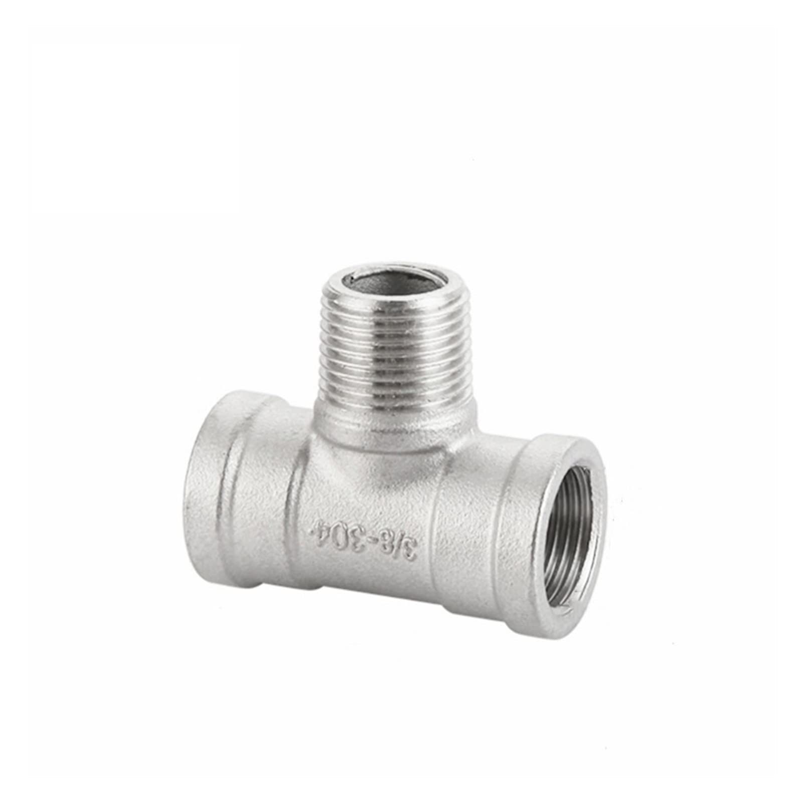 HMTE Macho+Hembra+Macho Roscado 3 Vías tee T Tubería 1/4" 3/8” 1/2" 3/4" 1" 2" BSP Roscado SS304 Acero Inoxidable Multifunción (Color : 7, Rosca Especificación : DN10) (7 DN8)