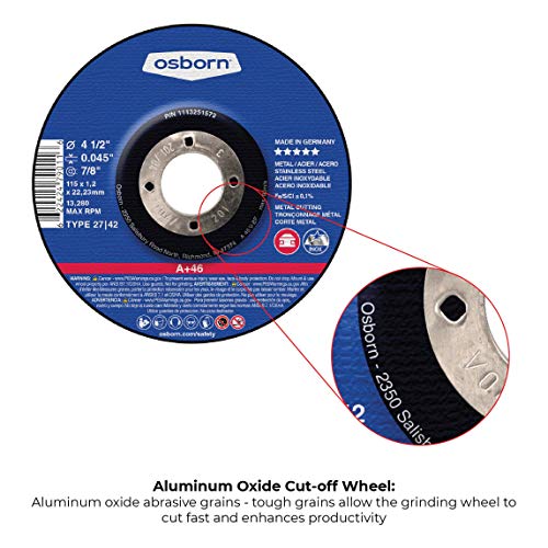 Osborn 79010Sp Cutting/Cut-Off Disc With Threaded Arbor, T27, 4-1/2' X 0.045' #TOP2