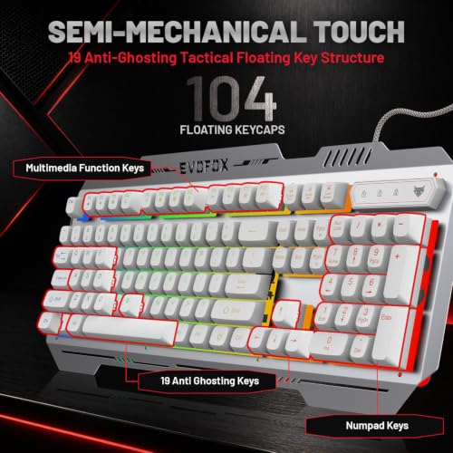 EvoFox Warhammer 2 Semi-Mechanical Gaming Keyboard Mouse Combo White - Image 6