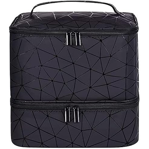 ZiaWorld Double-Layer Nail Polish Organizer, Portable 30 Nail (15ml) Polish Bottles Organizer Case