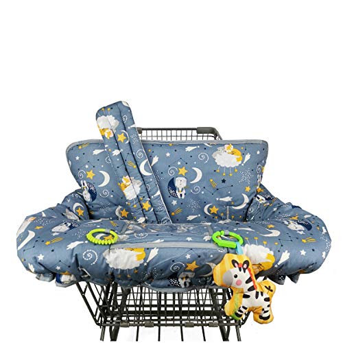 baby seat cover cushion - Shopping cart Cover, cart Cover for Babies, Padded high Chair Cover, Bonus Split Reversible seat Cushion, Cell Phone Pouch, Collection Pocket, Neutral for boy or Girl, Large