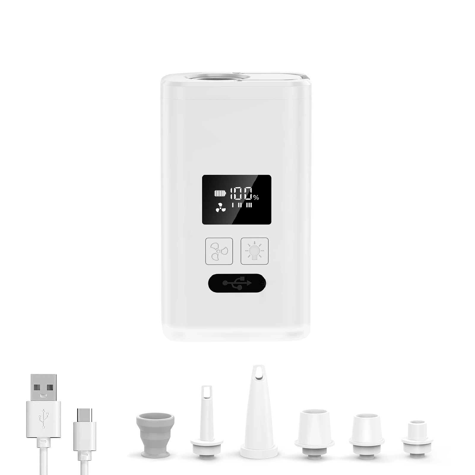 Pompa ad aria portatile con batteria da 2000 mAh, pompa ad aria ricaricabile tramite USB, per gonfiare rapidamente materassi ad aria, giocattoli da piscina, galleggianti, salvagenti, letti ad