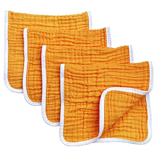 Image of Muslin Burp Cloths Large 20 by 10 Inches 100% Cotton 6 Layers Extra Absorbent and Soft (Orange)