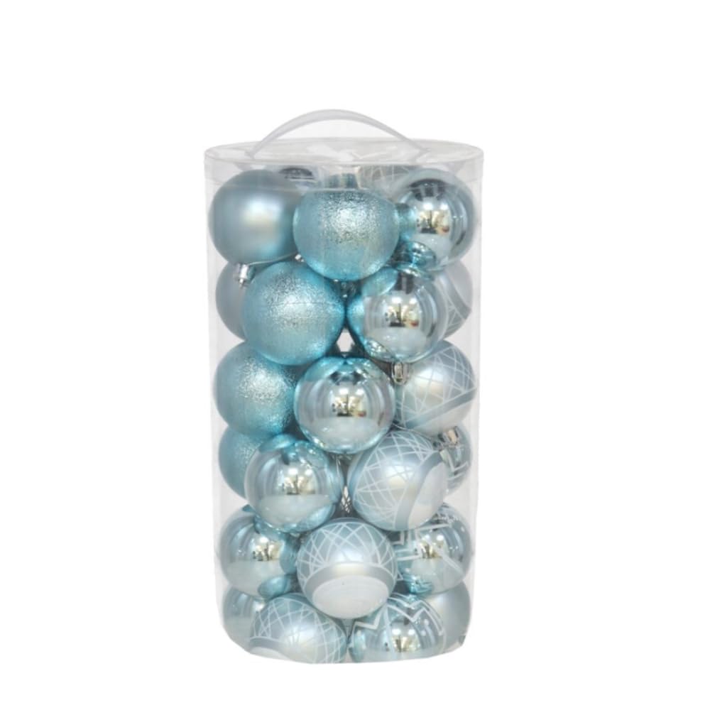 Gerimport Tube x 30 boules de Noël Soul couleur bleue de 6 cm