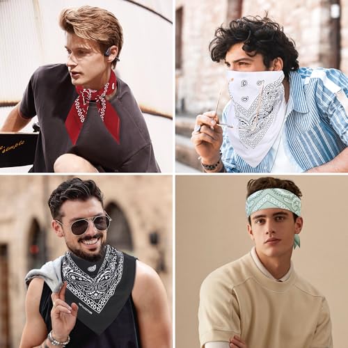 Image of Mochabao 100% Cotton 27 inch x 27 inch Large Bandanas for Men & Women, Multi-Purpose Bandana Headbands, Square Head Scarf
