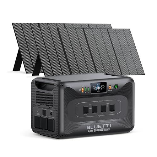 BLUETTI Apex 300 Solar Generator (2025 New) with 2 350W Solar Panels, 2764.8Wh LFP Battery Backup with 6 3840W AC Outlets (7680W Surge), 120V/240V Dual Voltage, Ideal for Camping and Off-Grid Living