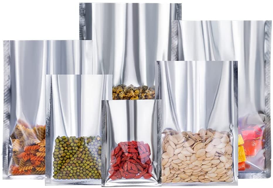 100Pcs Vacuum Sealer Food Mylar Foil Bags For Long-Term Food and Heat Sealble Aluminum Foil Bags Storage - For Beans,Grains and Candies,Etc (8 x 12cm (3.1" x 4.7"))