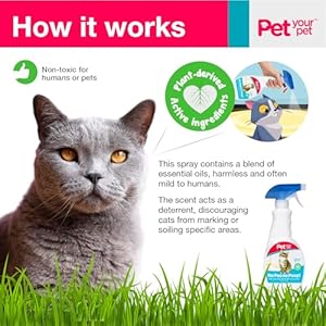 No Pee No Poop Cat Potty Training Spray, 16 Fl Oz – Non-Toxic Cat Spray Deterrent for Urine/Marking/Pooping – Natural Cat Pee Deterrent Spray – Indoor/Outdoor Keep Off Cat Spray
