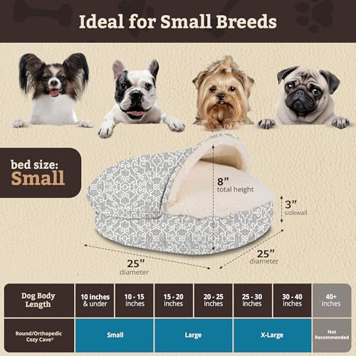 Image of Snoozer Cozy Cave Dog Bed, Round Covered Dog Bed, Ramey Gray (S)