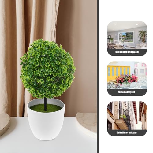 EXCEART Artificial Plants Ball Decorative Faux Boxwood Topiary in Pot for Indoor Home Office Table D Cor 4.7X4.7X9 Inches - Image 6