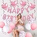 Pink Party Decorations - Happy Birthday Banner, Balloons & Supplies for Women & Girls' 1st to 70th Birthdays