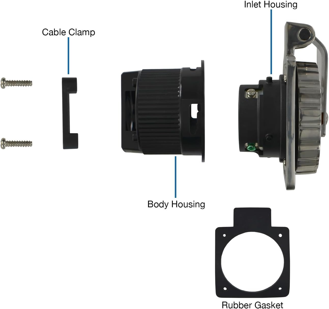 Conntek 30 Amp 125 Volt RV Marine Power Inlet - Stainless Steel