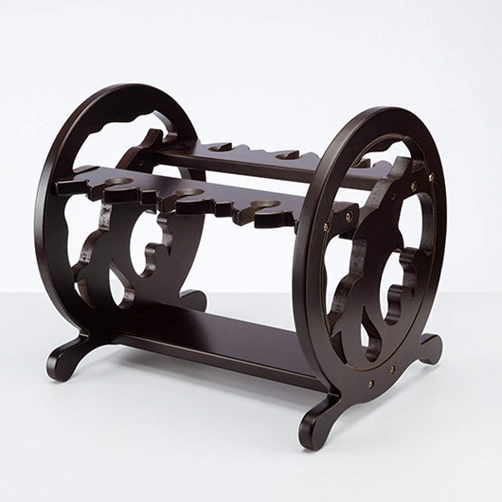 Creative Solid Wood Wine Rack Countertop Free-Standing Wine Bottle Holder Goblet e Wine Cup Rack Ornaments (Size:33 * 27 * 28cm)