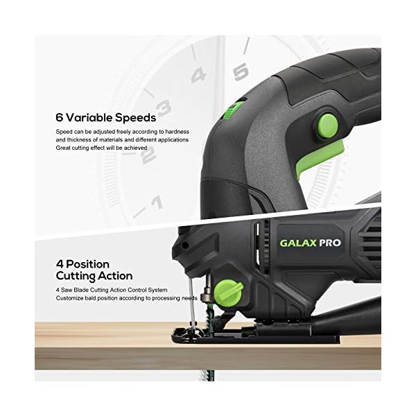 GALAX PRO Stichsäge, 600 W mit variabler Geschwindigkeit, 3000 SPM, 6 Geschwindigkeiten, 3 in 1, Laserführung, 4… – Bild 6