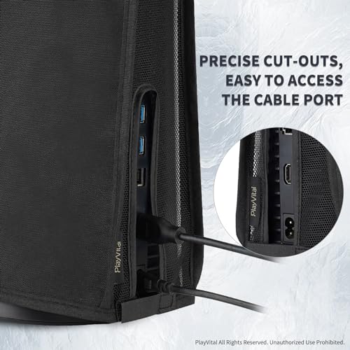 PlayVital ps5に適用防塵カバー、柔らかくてきれいなダストカバーはプレーステーション5本体に適用可能、ps5対応用ダストカバー、ps5対応用収納カバー【ブラック（ナイロンメッシュ）】