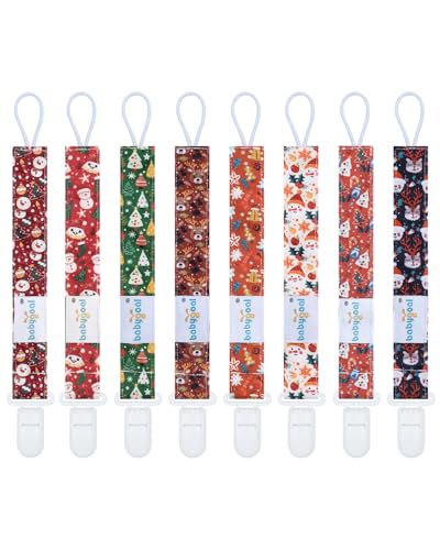 Image of babygoal Baby Christmas Pacifier Clips 8 Pack, Pacifier Holder Clips Fits for Most Pacifier and Binkies 8PS38-B